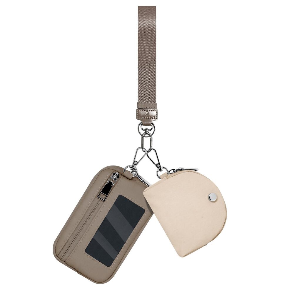 9269 Keychain Wristlet Wallet Zippered Dual Pouch Wristlet Compact